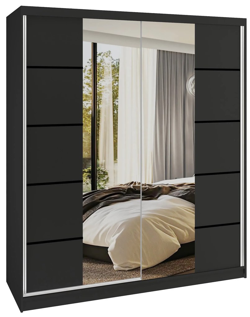 Šatníková skriňa SERENITY 158 cm čierny mat ME SERENITY SZP7/0/B/B/0/HIAL