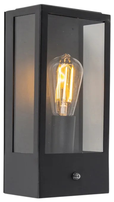 Vonkajšia nástenná lampa čierna s čidlom súmraku - Rotterdam