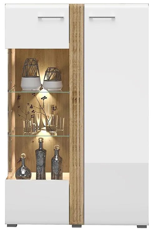 Vitrína Adagio 03L dub castello/biely lesk