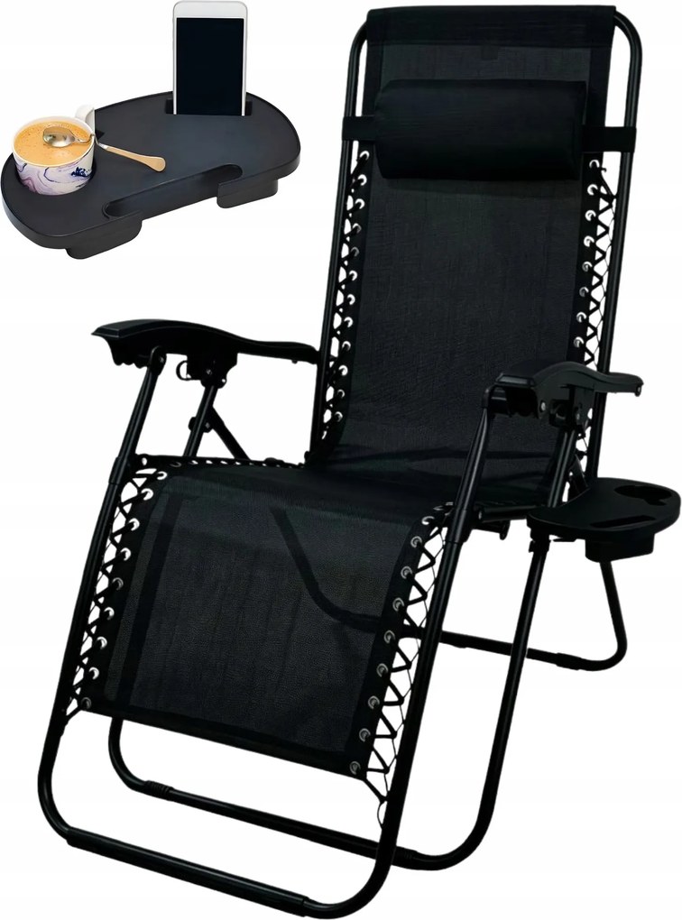 TRENDIE Záhradné ležadlo čierne