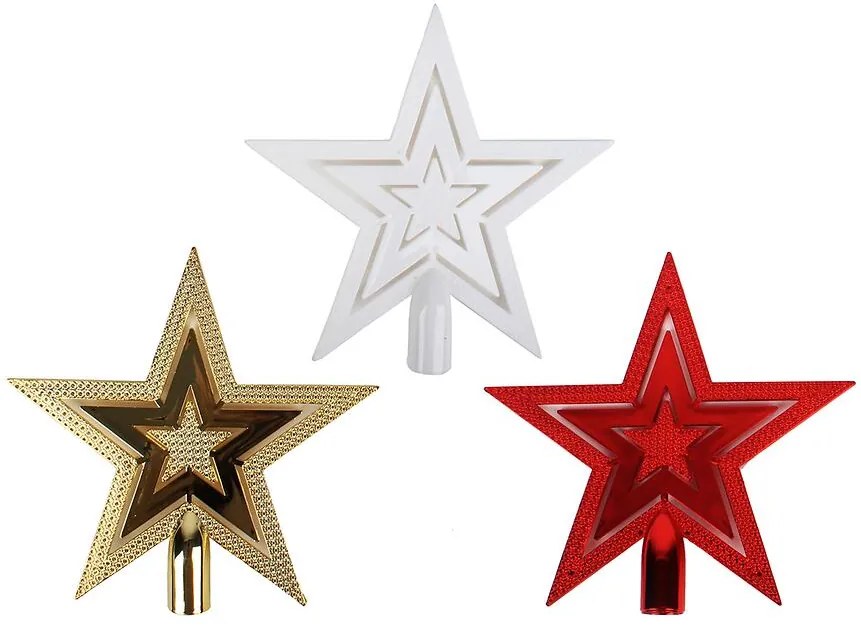 Špička na vianočný stromček hviezda 19,5 cm mix 48148