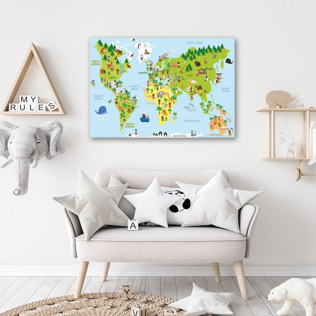 Gario Obraz na plátne Vzdelávacia mapa Rozmery: 100 x 70 cm
