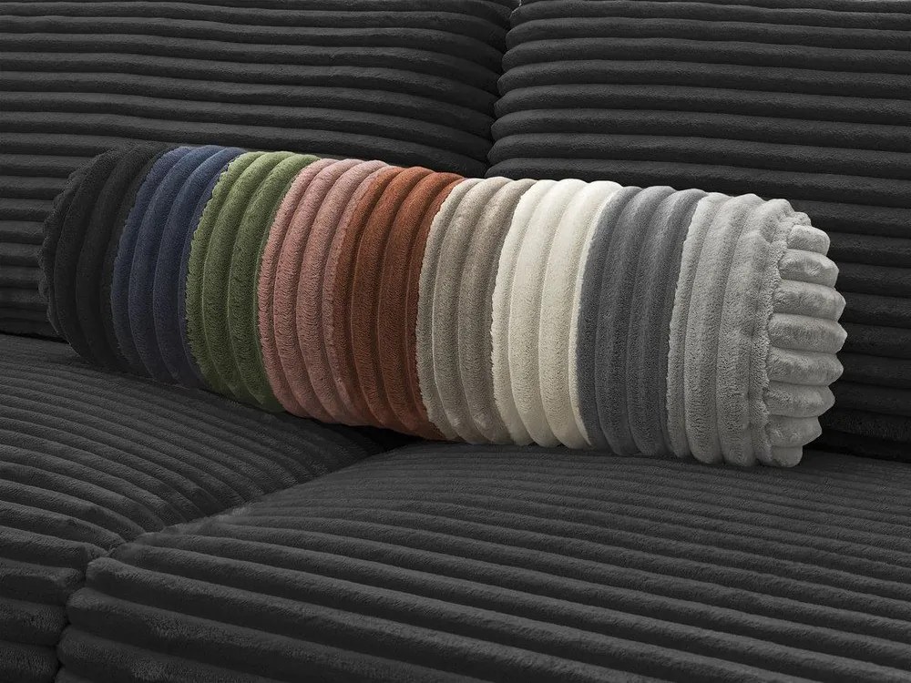 Čierna menčestrová pohovka na každodenné spanie/rozkladacia 240 cm Hugo – Bobochic Paris