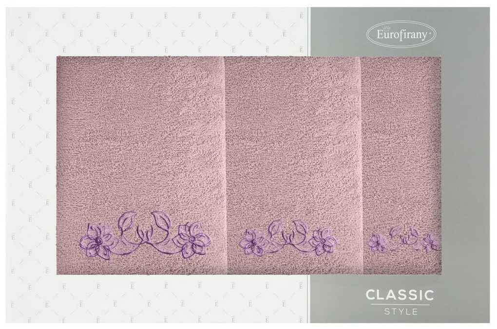 FROTÉ UTERÁK LILA SADA 1KS 30X50 CM, 1KS 50X90 CM, 1KS 70X140 CM PUDROVÁ