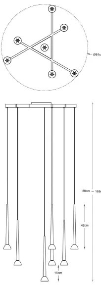 Zuma Line P0603-07C-P7B1 - LED závesný luster na lanku BOSTON 7xLED/6W/230V čierny