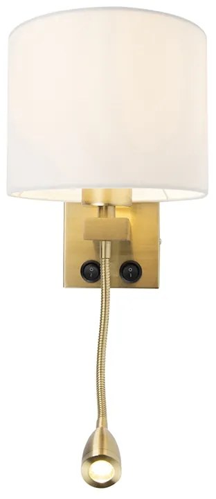 Art Deco nástenná lampa zlatá s bielym tienidlom - Brescia