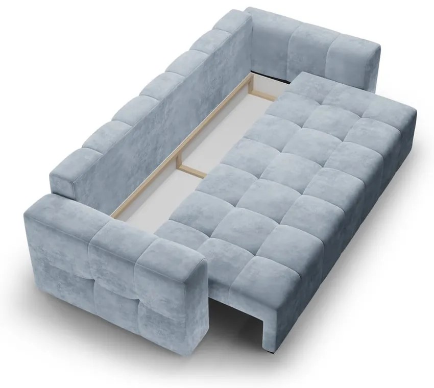 Svetlomodrá zamatová rozkladacia pohovka Milo Casa Luca