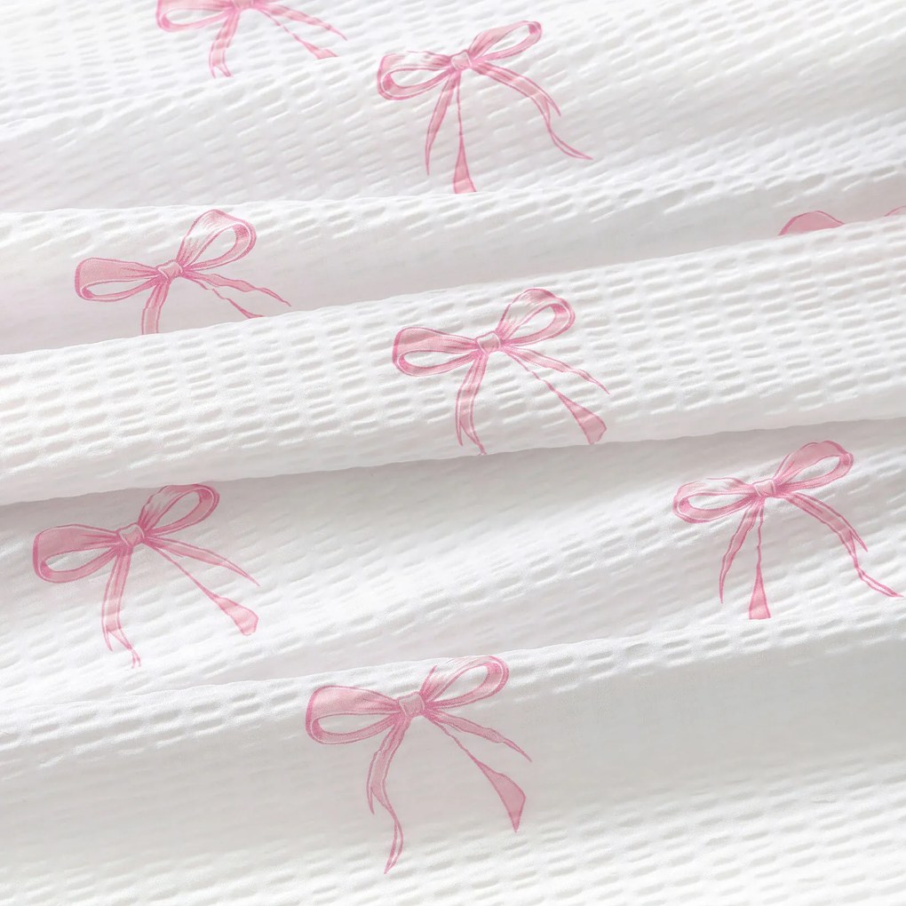 Goldea krepové posteľné obliečky - ružové mašličky 140 x 200 a 70 x 90 cm