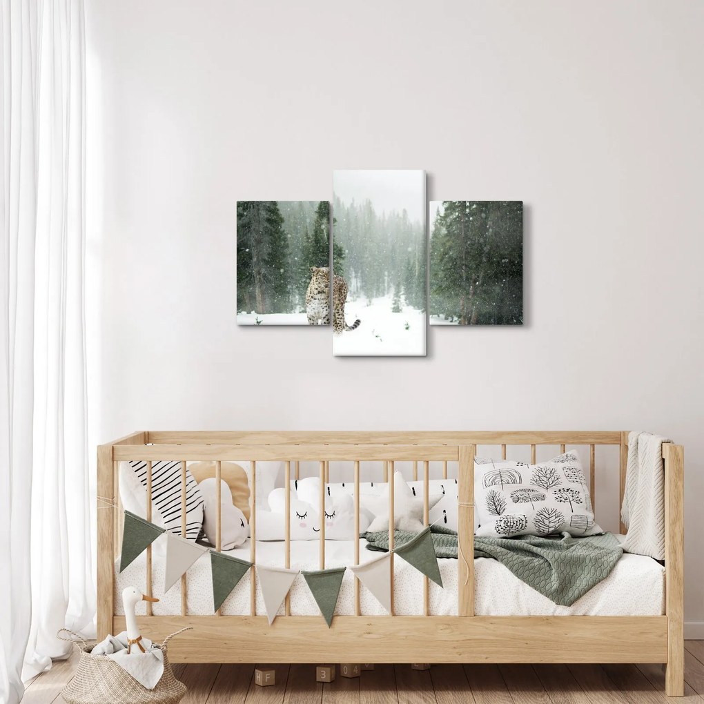 Obraz leoparda v snehu (90x60 cm)