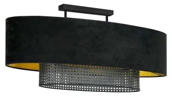 Duolla - Prisadený luster DOUBLE OVAL RATTAN 2xE27/15W/230V čierna/ratan