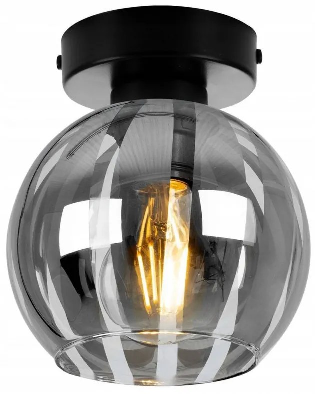 Moderné bodové svietidlo s guľovým skleneným tienidlom čierne
