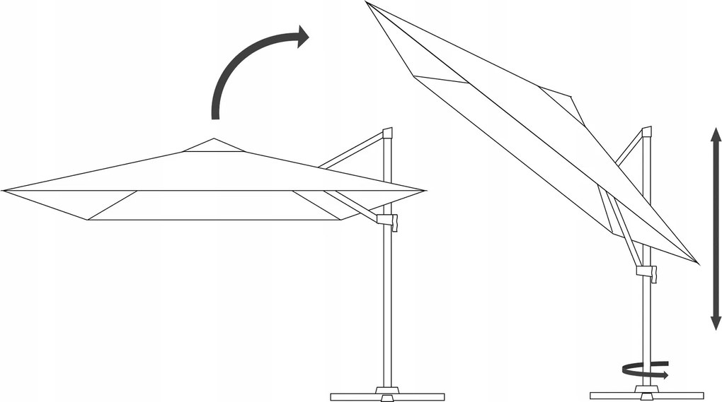 CH Sivý záhradný slnečník s obalom Roma Mini - 2,5x2,5 m