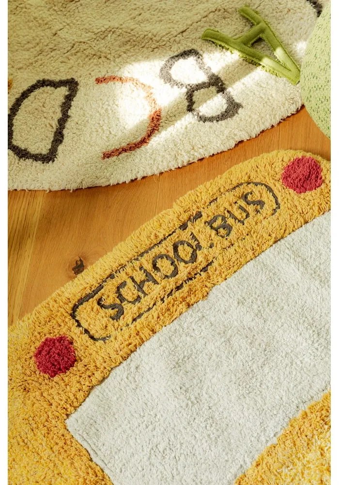 Okrovožltý prateľný/ručne tkaný bavlnený detský koberec 90x130 cm School Bus – Lorena Canals