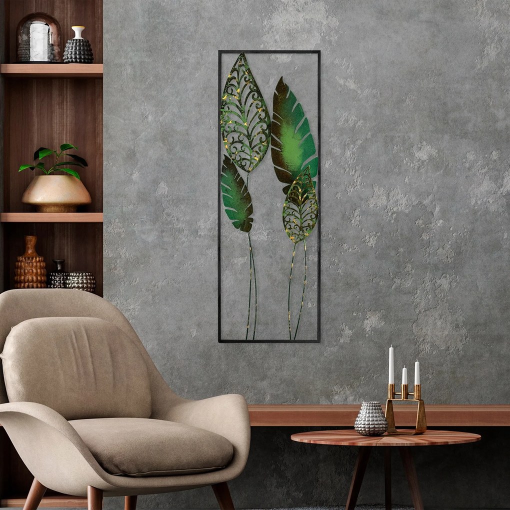 Nástěnná kovová dekorace Timeyi 2 zelená/černá