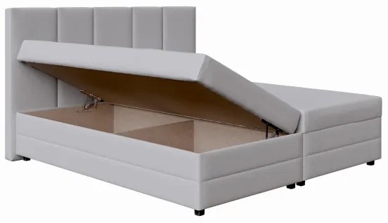 Čalúnená posteľ ISABEL 180x200 s pružinovou matracou a úložným priestorom, svetlosivá