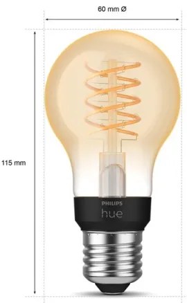 LED Stmievateľná žiarovka Philips Hue WHITE FILAMENT A60 E27/7W/230V 2100K