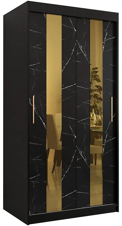 Skriňa Platinum Pole 100 čierna marmur/čierna