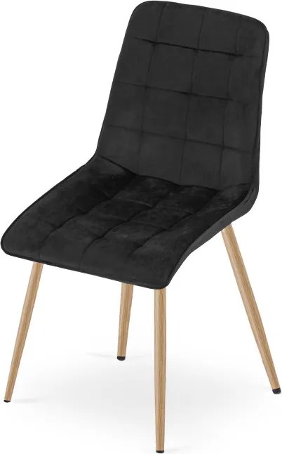 Set troch jedálenských stoličiek SPLIT zamatové čierne / hnedé nohy (3 ks)