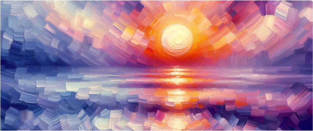 Obraz - Farebný umelecký západ slnka (120x50 cm)