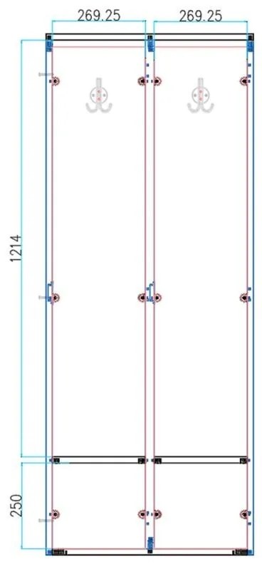Drevená šatníková skrinka S4 s podnožou, 2 oddiely, 1871 x 600 x 500 mm, demont, RFID zámok, sivá/zelená