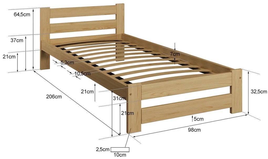 Postel borovice Eureka VitBed 90x200cm + Matrace Niobé 90x200