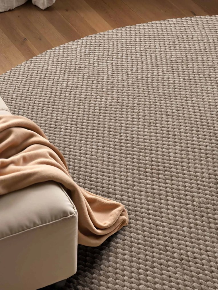 ELLE Decoration, Kusový koberec Lyon Beans 106315 Natural Beige kruh z kolekcie Elle, 200x200 (priemer) kruh, béžová, obývacia izba