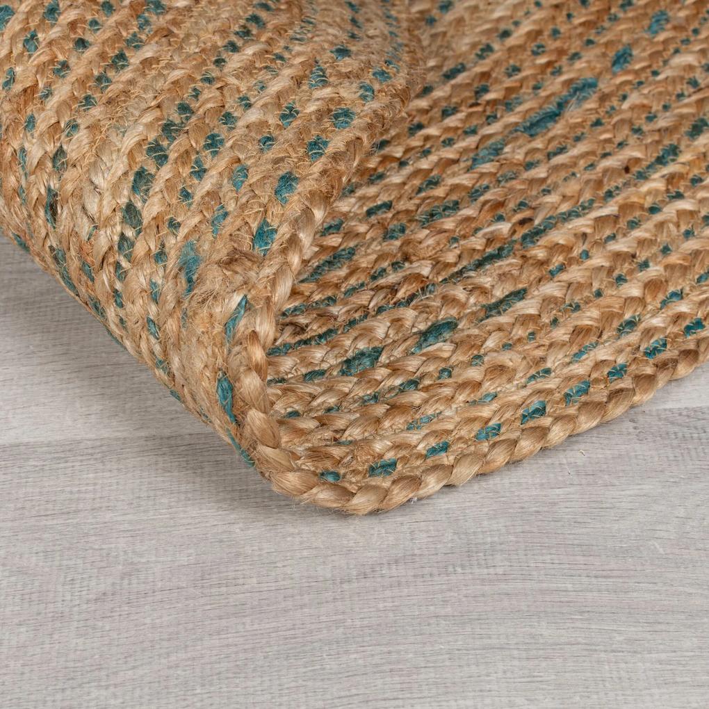 Flair Rugs koberce Kusový koberec Capri Jute Natural/Blue kruh - 180x180 (priemer) kruh cm