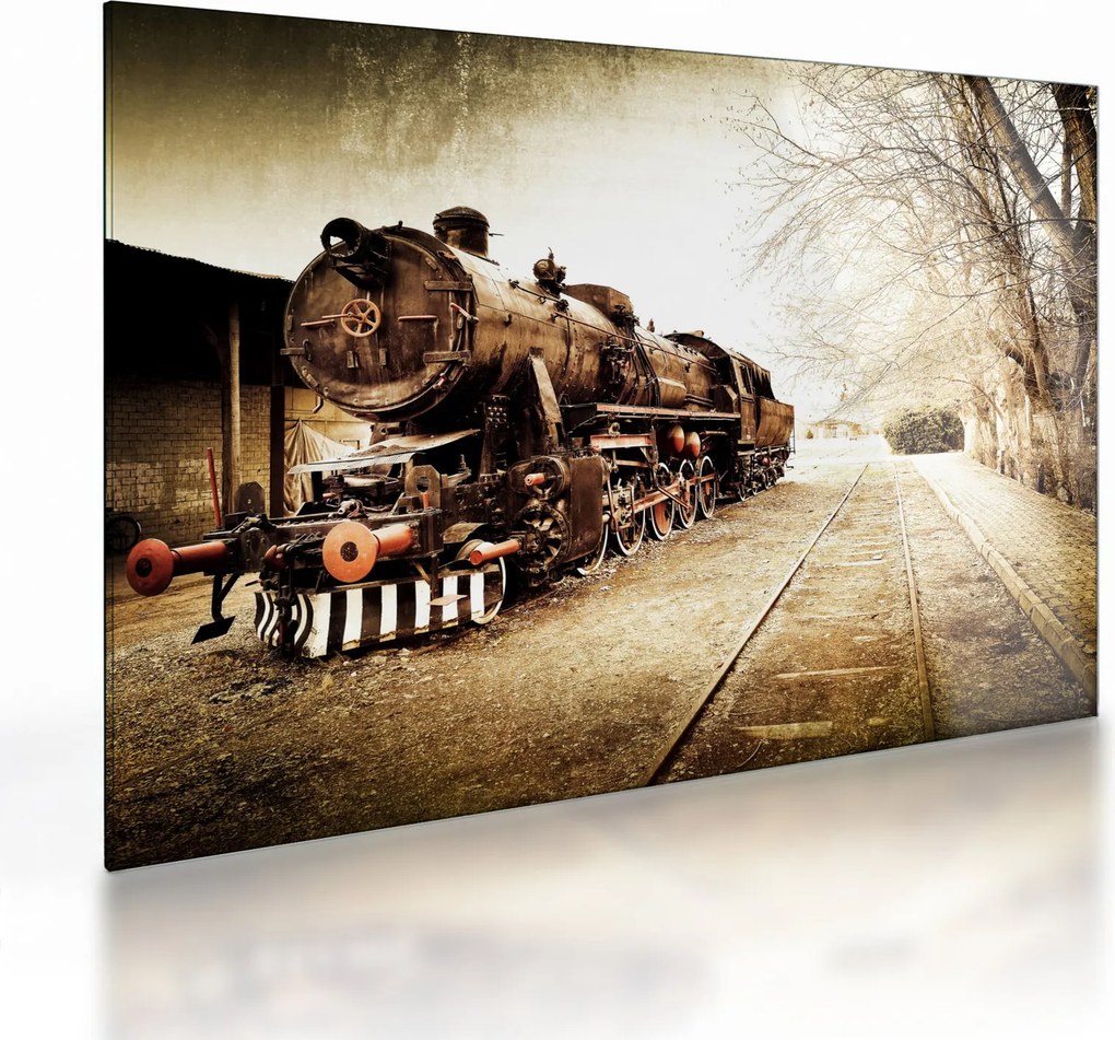 Sklenený obraz - Historická lokomotíva (70x50 cm)
