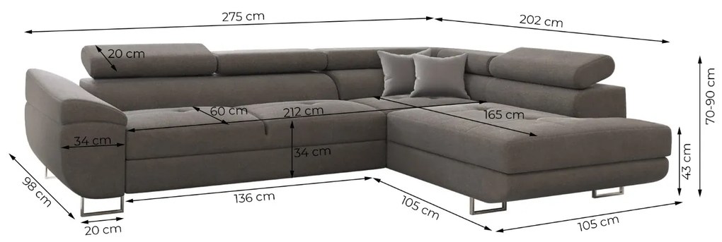 ROHOVÁ SEDAČKA SANTIAGO NOEL 12 ORANŽOVÁ 275 x 202 cm