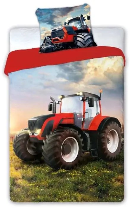 FARO Obliečky Traktor červený Bavlna, 140/200, 70/90 cm