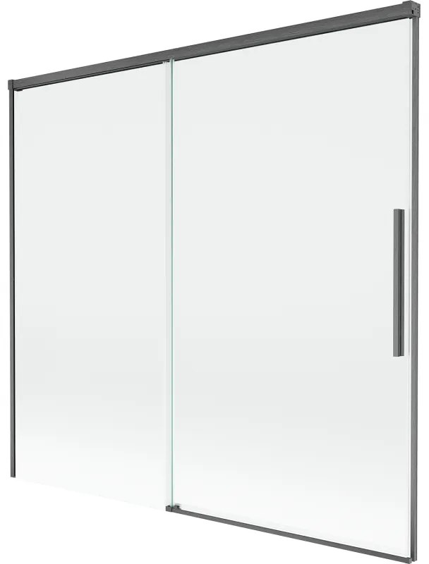 Mexen Rox, 2-krídlová posuvná vaňová zástena 170 x 150 cm, 8mm číre sklo, brúsený grafit profil, 8C9-170-001-66-00