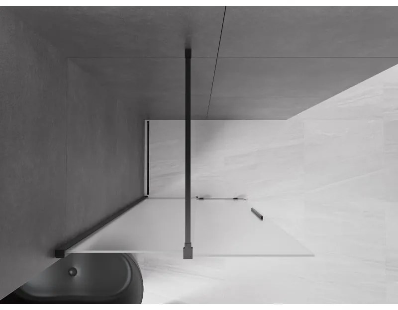 Mexen Velar, sprchová zástena s posuvnými dverami Walk-in 70 x 200 cm, 8mm sklo námraza, čierna matná, 871-070-000-33-70