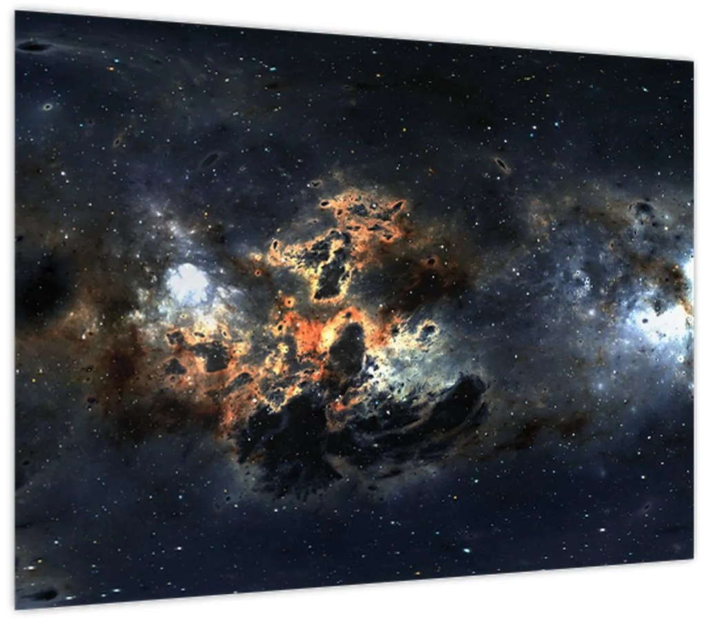 Sklenený obraz - Vesmír s hmlovinou (70x50 cm)