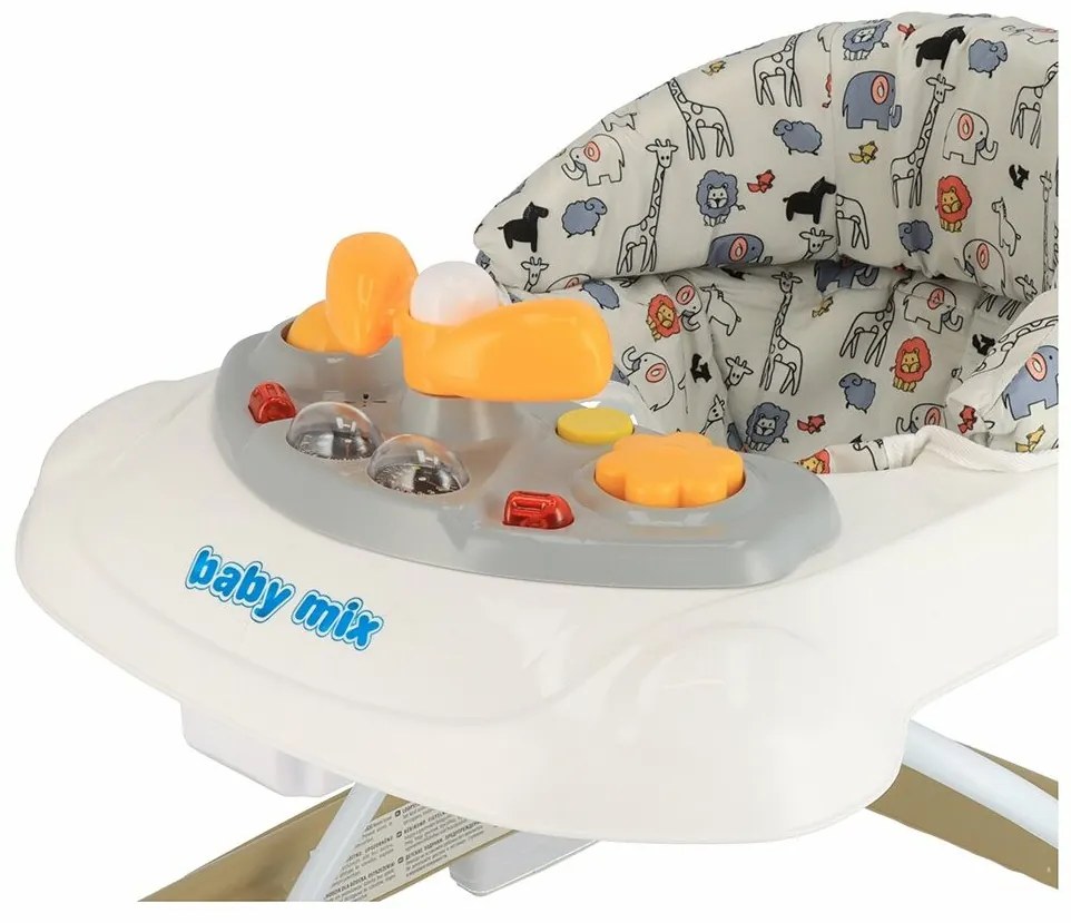 Detské chodítko Baby Mix s volantom a silikónovými kolieskami cappucino