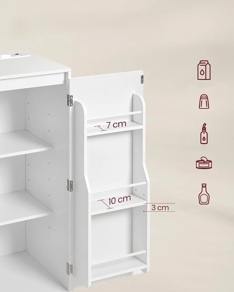 Kuchynský regál s integrovanou napájacou lištou Vasagle Morja 90 cm biely
