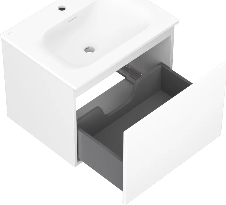 Mexen Orio, kúpeľňová skrinka 60 cm s umývadlom Vela, 1 zásuvka, biela matná, 91A10-06047-1-BF01-W23M01