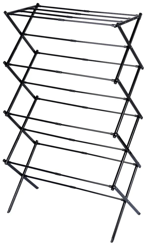 VILDE Sušiak na bielizeň, skladací, čierny kov VILDE, 8 poschodí, 43 - 75 x 37,5 x 139 cm