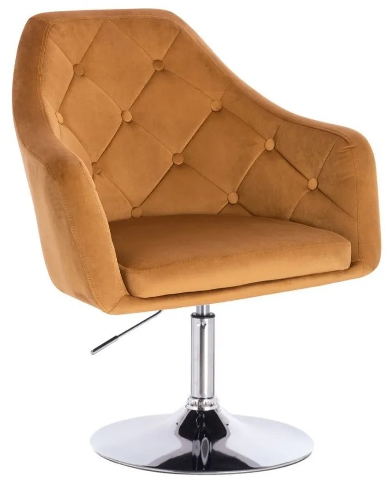 LuxuryForm DESIGN Kreslo ANDORA VELUR na striebornom tanieri - medové