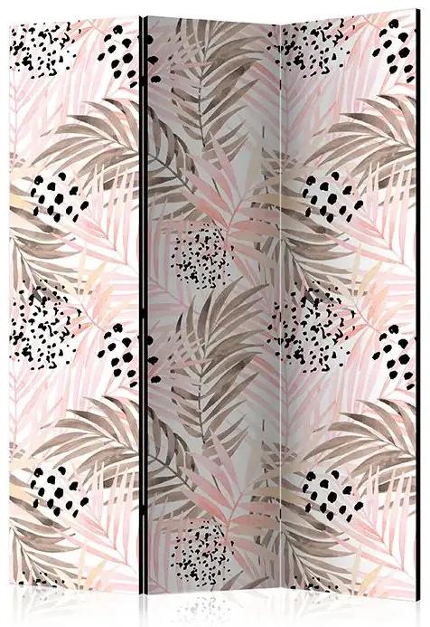 Paraván - Pink Palm Leaves [Room Dividers] Veľkosť: 135x172, Verzia: Akustický