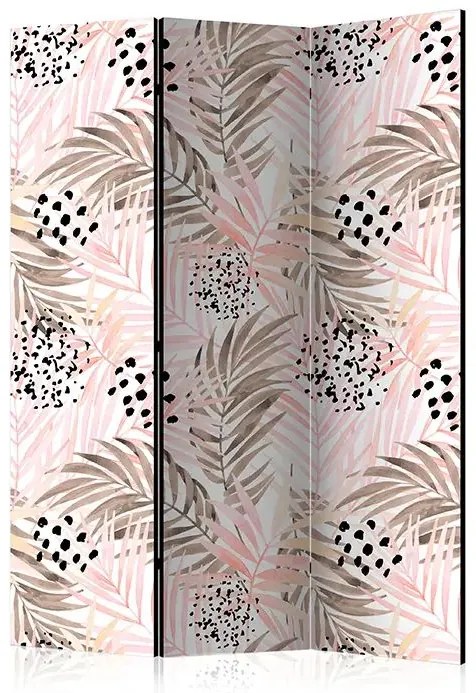 Paraván - Pink Palm Leaves [Room Dividers] Veľkosť: 135x172, Verzia: Obojstranný