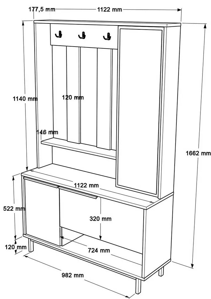 Vešiak s botníkom Once Walnut and Oak
