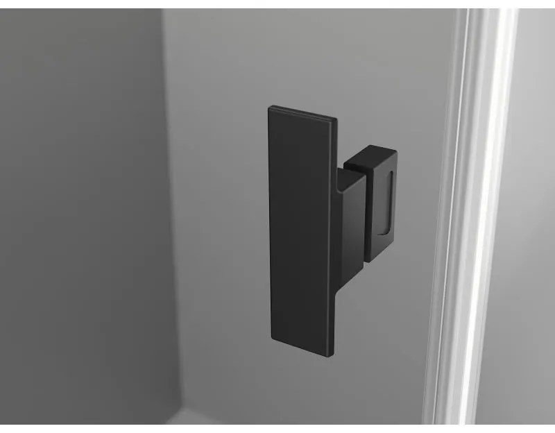 Mexen Mist-B, 1-krídlový výklopný sprchový kút ľavý 80 x 80 cm, číre sklo-čierny rám, 8A2T-080-080-70-70-L