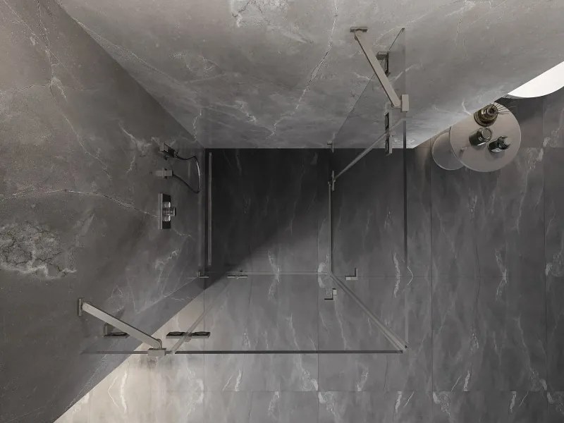 Mexen Lunar Duo, výklopný sprchový kút 105 x 105 cm, 8mm číre sklo, oceľový profil, 834-105L-105P-97-00