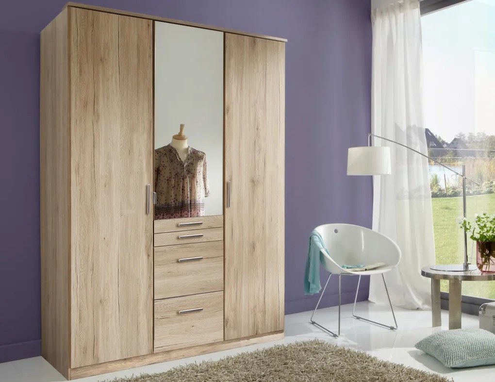 Šatníková skriňa Aachen, 135 cm, dub san remo
