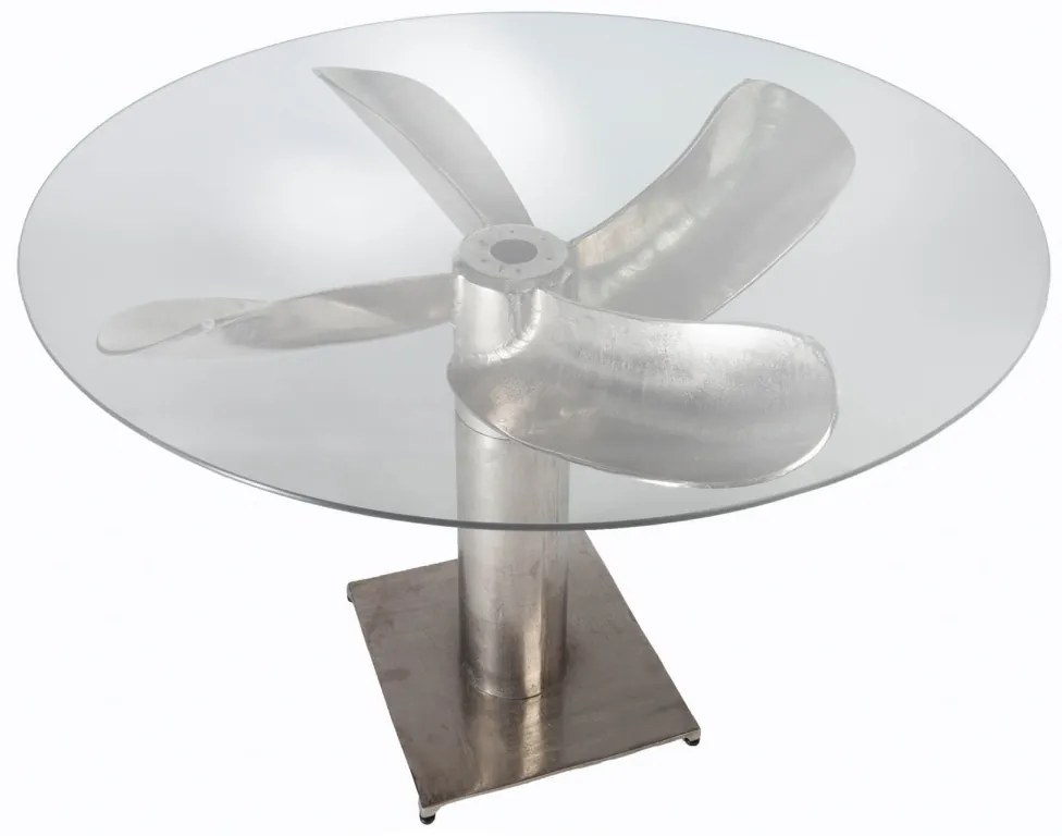 Dizajnový jedálenský stôl Propeller 94 cm strieborný