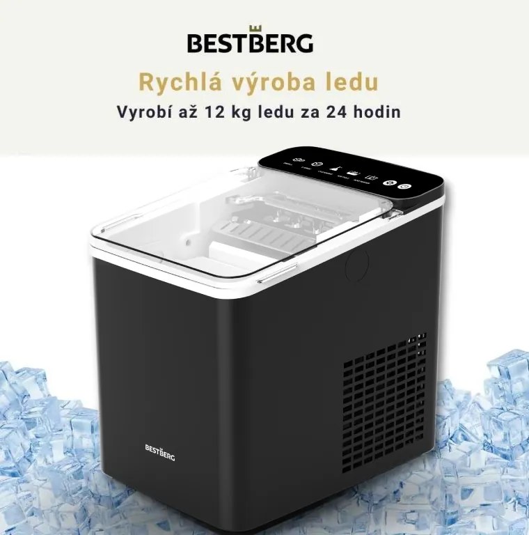 Výrobník ľadu BestBerg BBCM-11 / 150 W / 12 kg/24 hod. / čierna