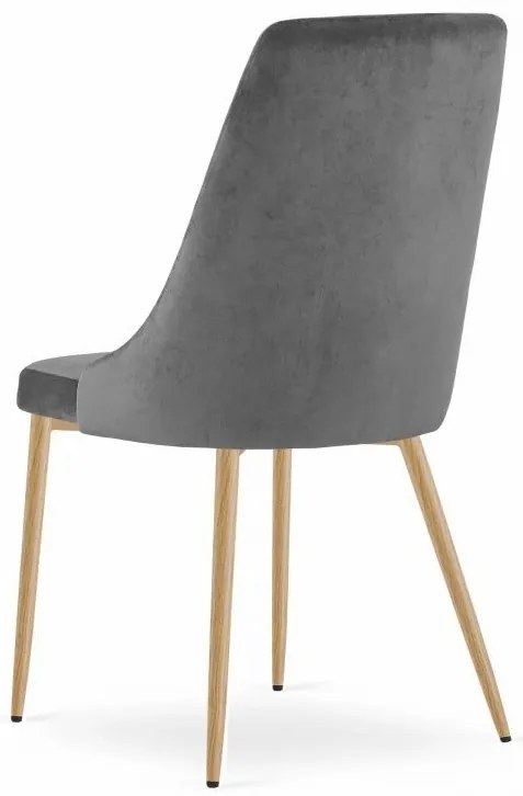 Stolička IMOLA velvet - sivý zamat, nohy vo farbe dreva - vintino.sk