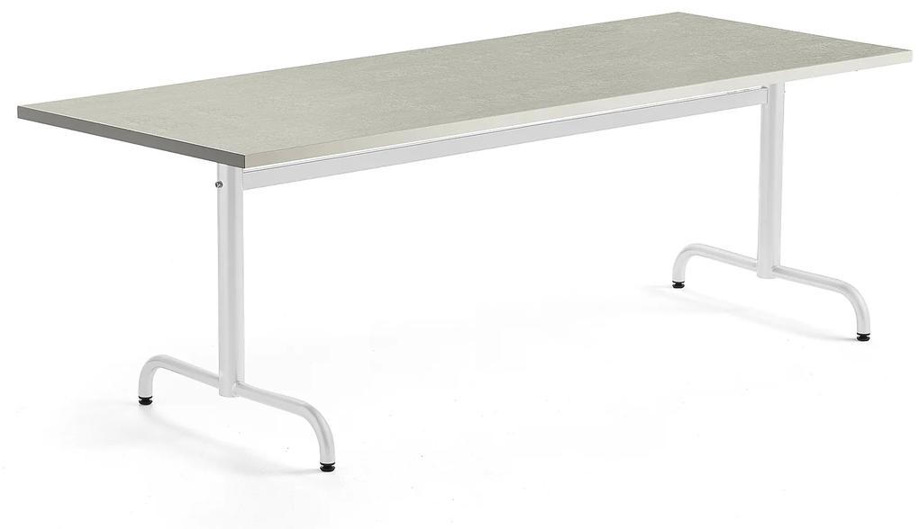 Stôl PLURAL, 1800x800x720 mm, linoleum - šedá, biela