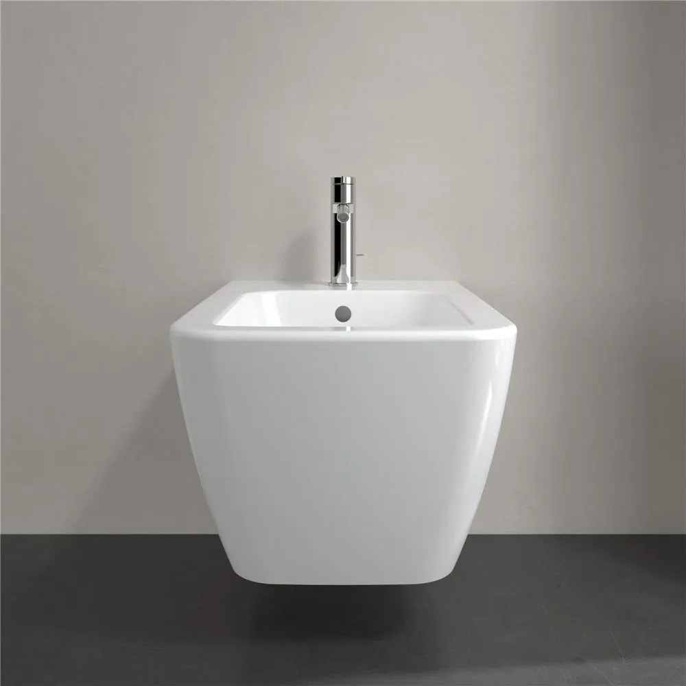 VILLEROY &amp; BOCH Finion závesný bidet s otvorom, s prepadom, 375 x 560 mm, biela alpská, s povrchom CeramicPlus, 446500R1