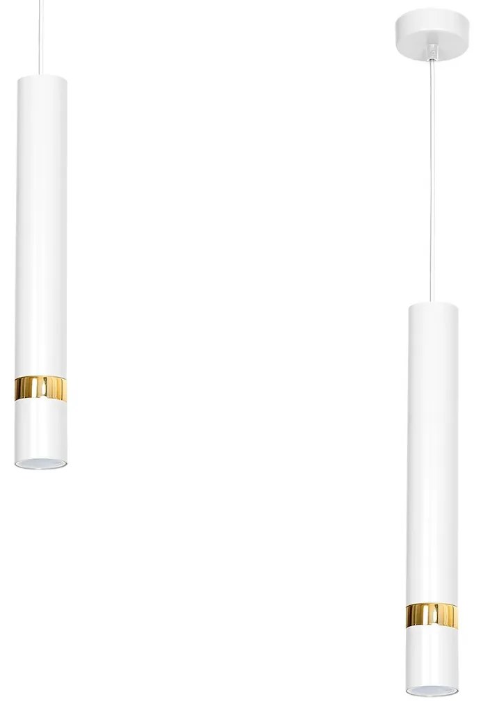 Závesné svietidlo Joker, 1x biele kovové tienidlo, w/g